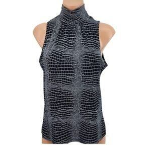 Stephen and Casey Tank Top Women Size S Black White Made in USA High Neck VTG